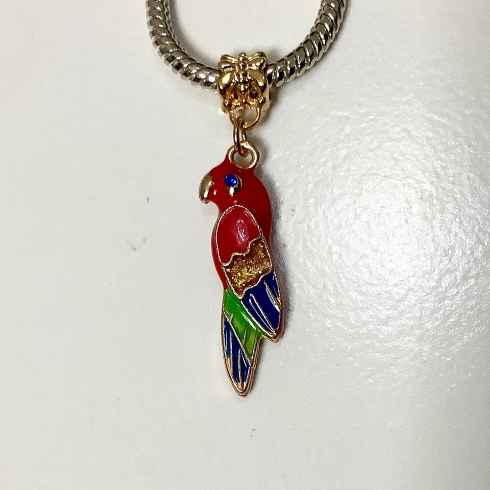 “PARROT” Gold Plated Dangling Charm For European Style Bracelet or Necklace